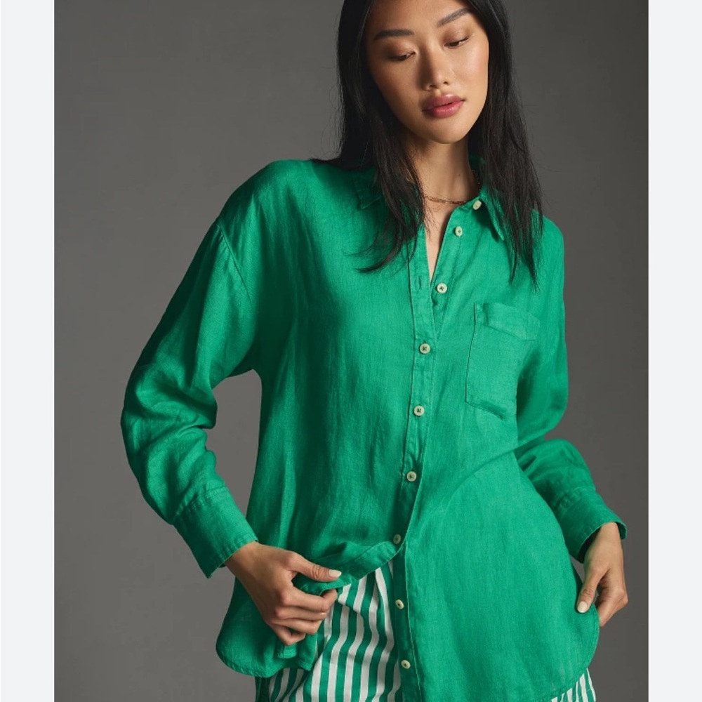 Anthropologie | The Bennet Buttondown Shirt by Maeve: Linen Edition